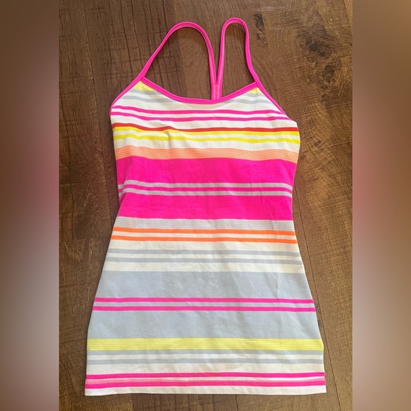 Lululemon Womens activewear striped power Y tank Sz 4 - Picture 2 of 6